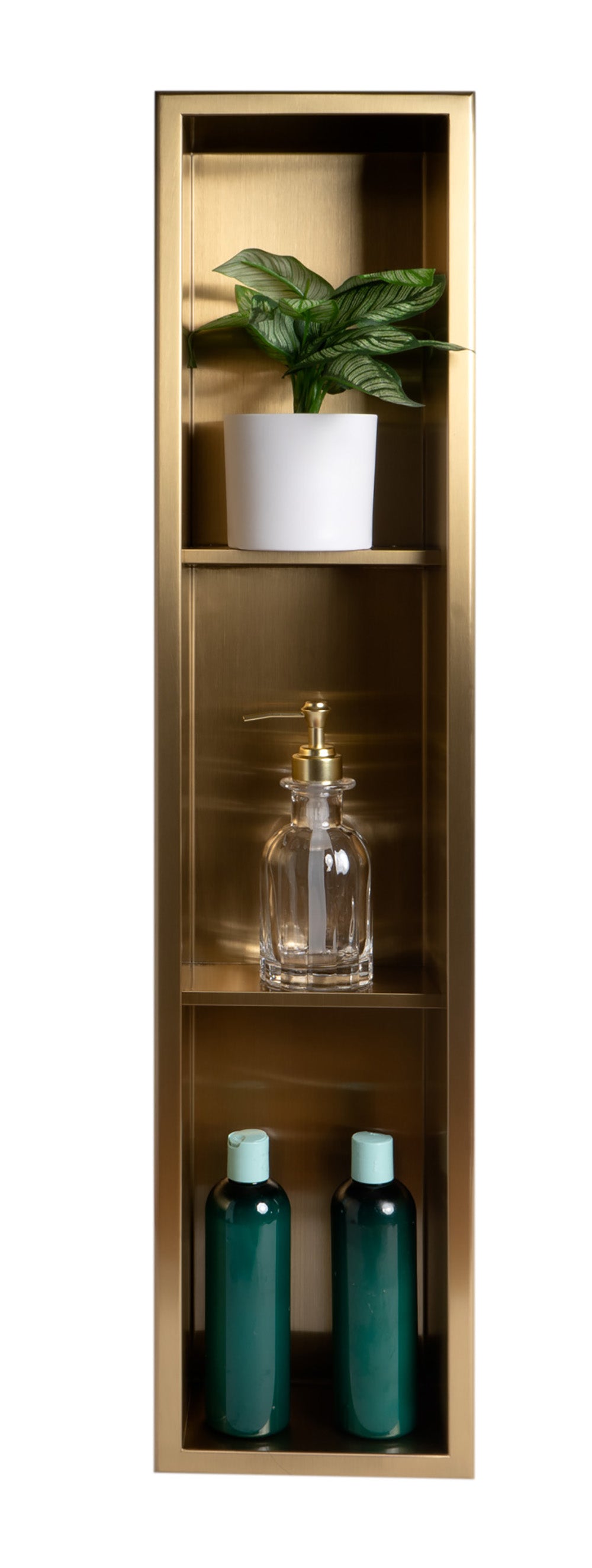 ALFI ABNP0836-BG 8" x 36" Brushed Gold PVD Stainless Steel Vertical Triple Shelf Shower Niche