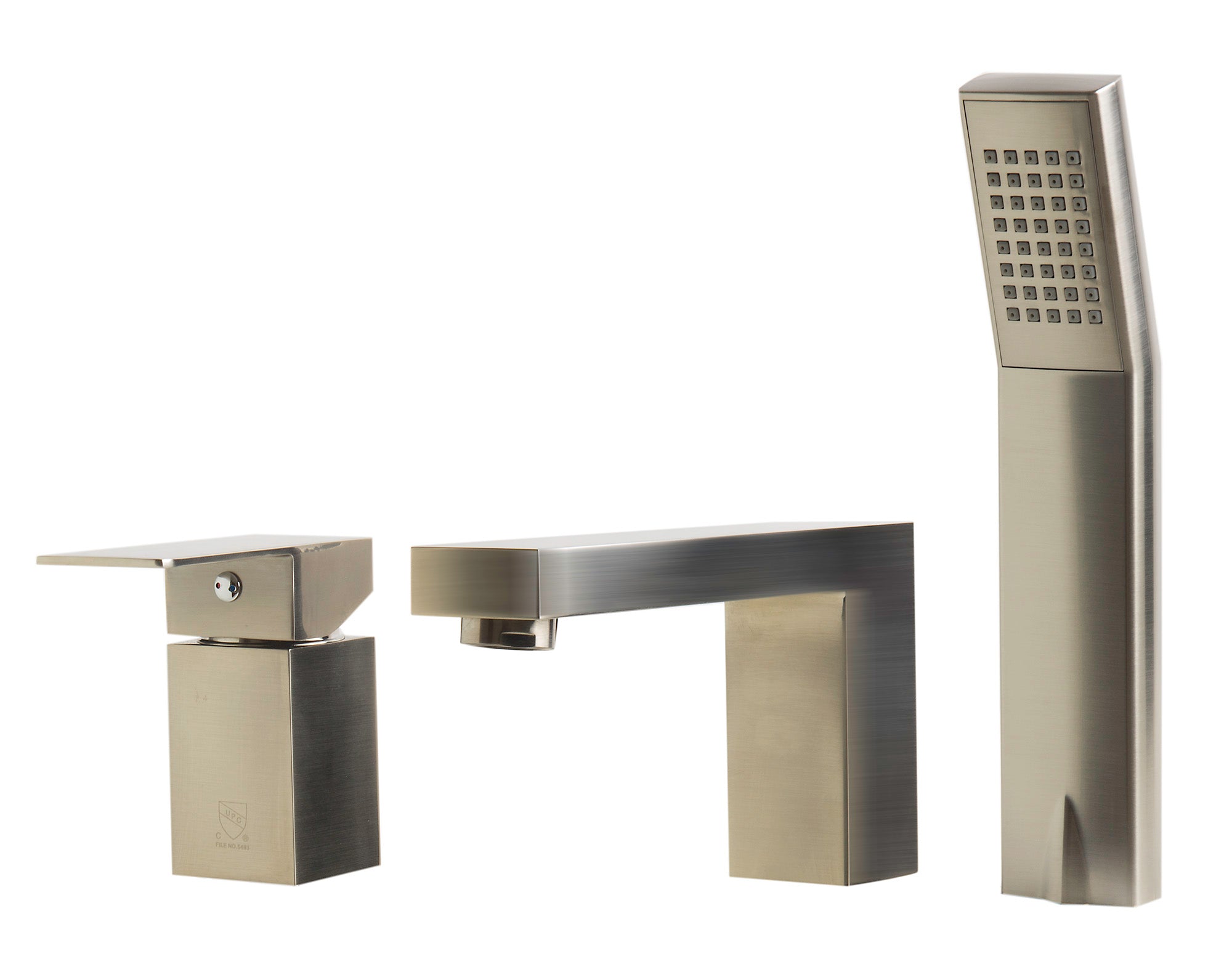 ALFI AB2322-BN Brushed Nickel Deck Mounted Tub Filler and Square Hand Held Shower Head