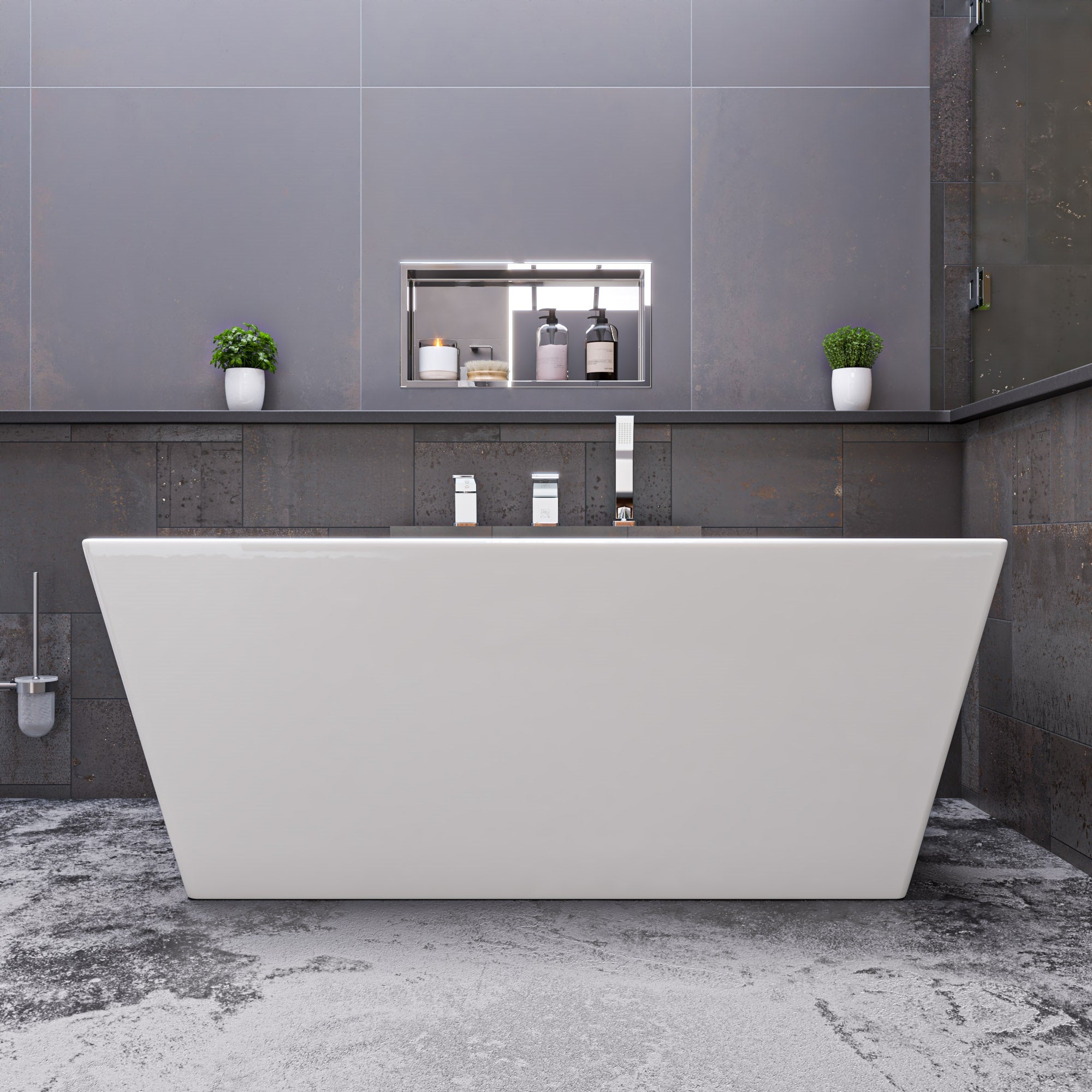 ALFI AB8833 59 inch White Rectangular Acrylic Free Standing Soaking Bathtub