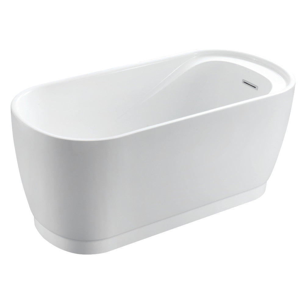 Kingston Brass VTOV512925S 51" Acrylic Oval Double Ended Freestanding Tub with Drain and Integrated Seat, Glossy White
