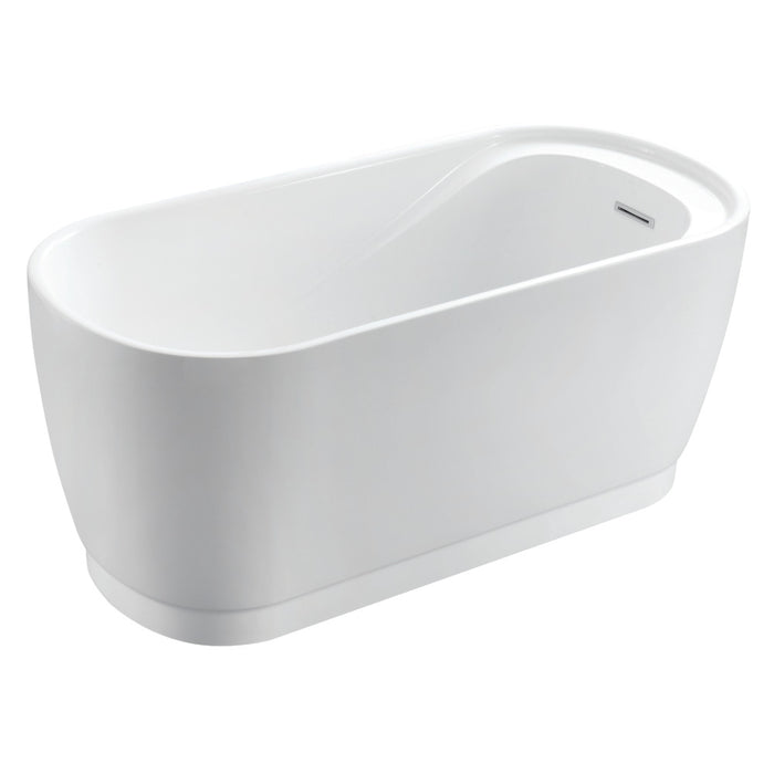 Kingston Brass VTOV512925S 51" Acrylic Oval Double Ended Freestanding Tub with Drain and Integrated Seat, Glossy White