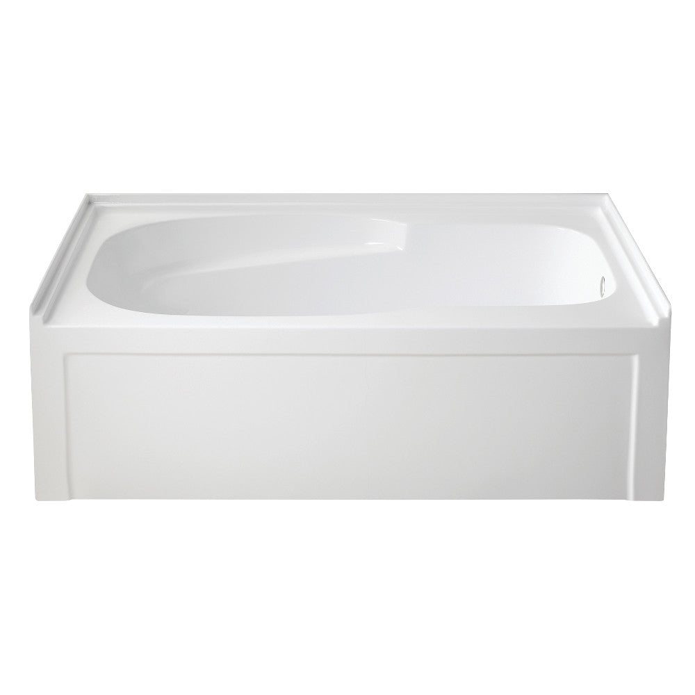Aqua Eden VTAM6031R21A 60" Acrylic Rectangular 3-Wall Alcove Tub with Armrests and Anti-Skid Surface, Right Hand Drain, Glossy White