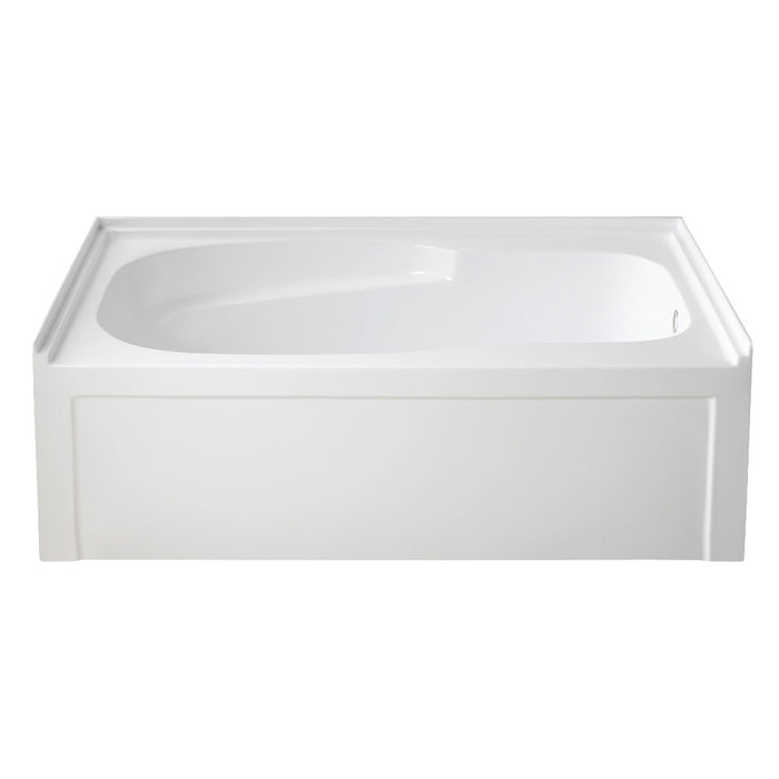 Aqua Eden VTAM6031R21A 60" Acrylic Rectangular 3-Wall Alcove Tub with Armrests and Anti-Skid Surface, Right Hand Drain, Glossy White