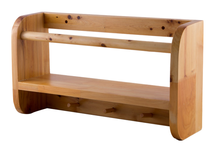 ALFI AB5508 18" Wall Mounted Wooden Shelf & Hooks Bathroom Accessory