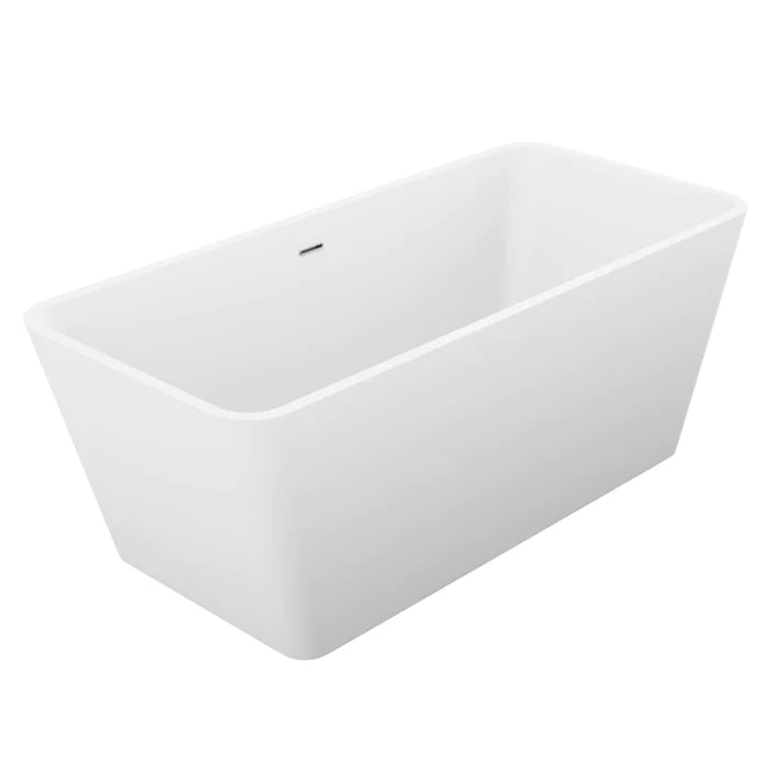 ANZZI Cenere 4.9 ft. Man-Made Stone Center Drain Freestanding Bathtub in Matte White - Bathroom Design Center