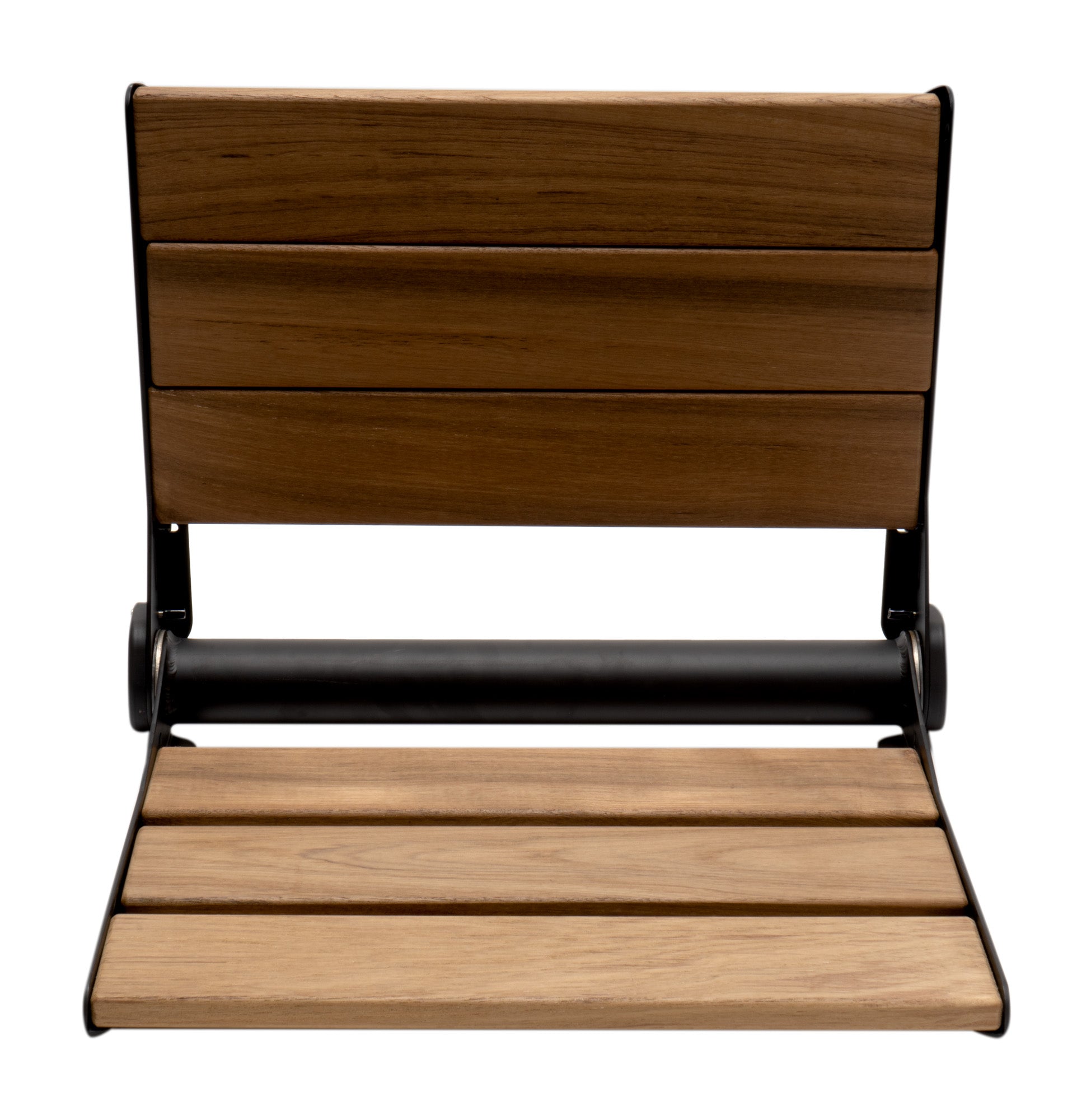 ALFI ABS17-BM Black Matte 17" Wide Foldable Teak Shower Seat with Backrest