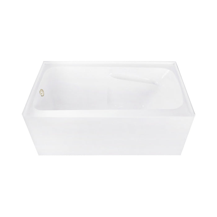 Aqua Eden CVTAP543023L6 54" Acrylic Rectangular 3-Wall Alcove Tub Combo with Armrests, Left Drain, Glossy White/Polished Nickel