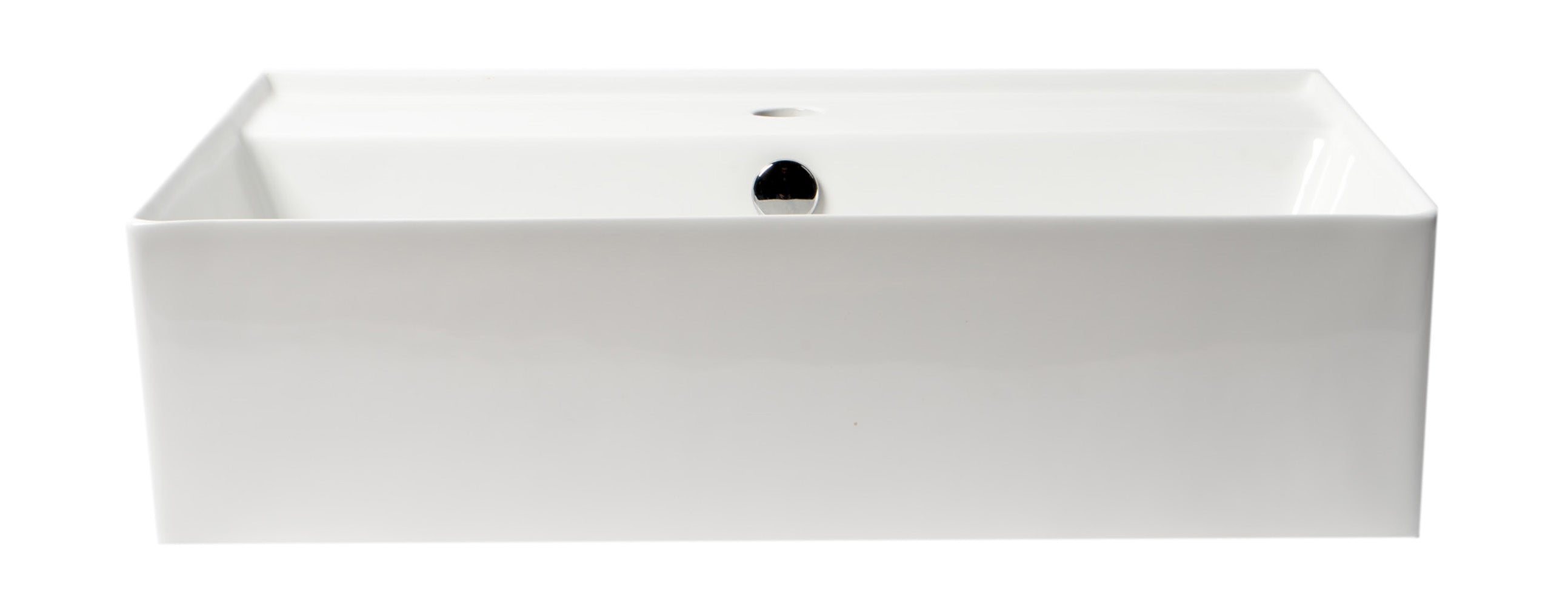 ALFI ABC901-W White 24" Modern Rectangular Above Mount Ceramic Sink with Faucet Hole
