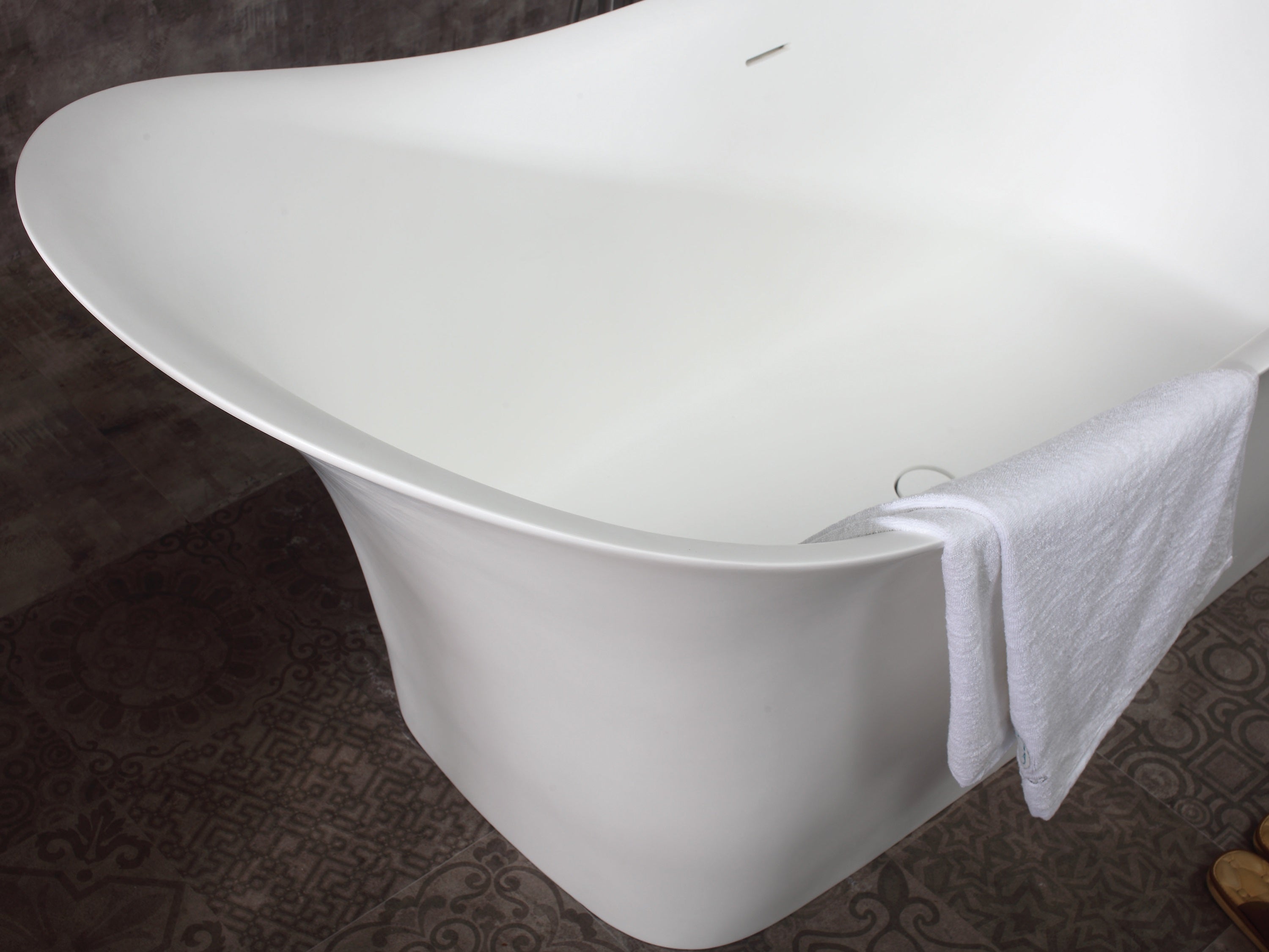 ALFI AB9915 74" White Solid Surface Smooth Resin Soaking Slipper Bathtub