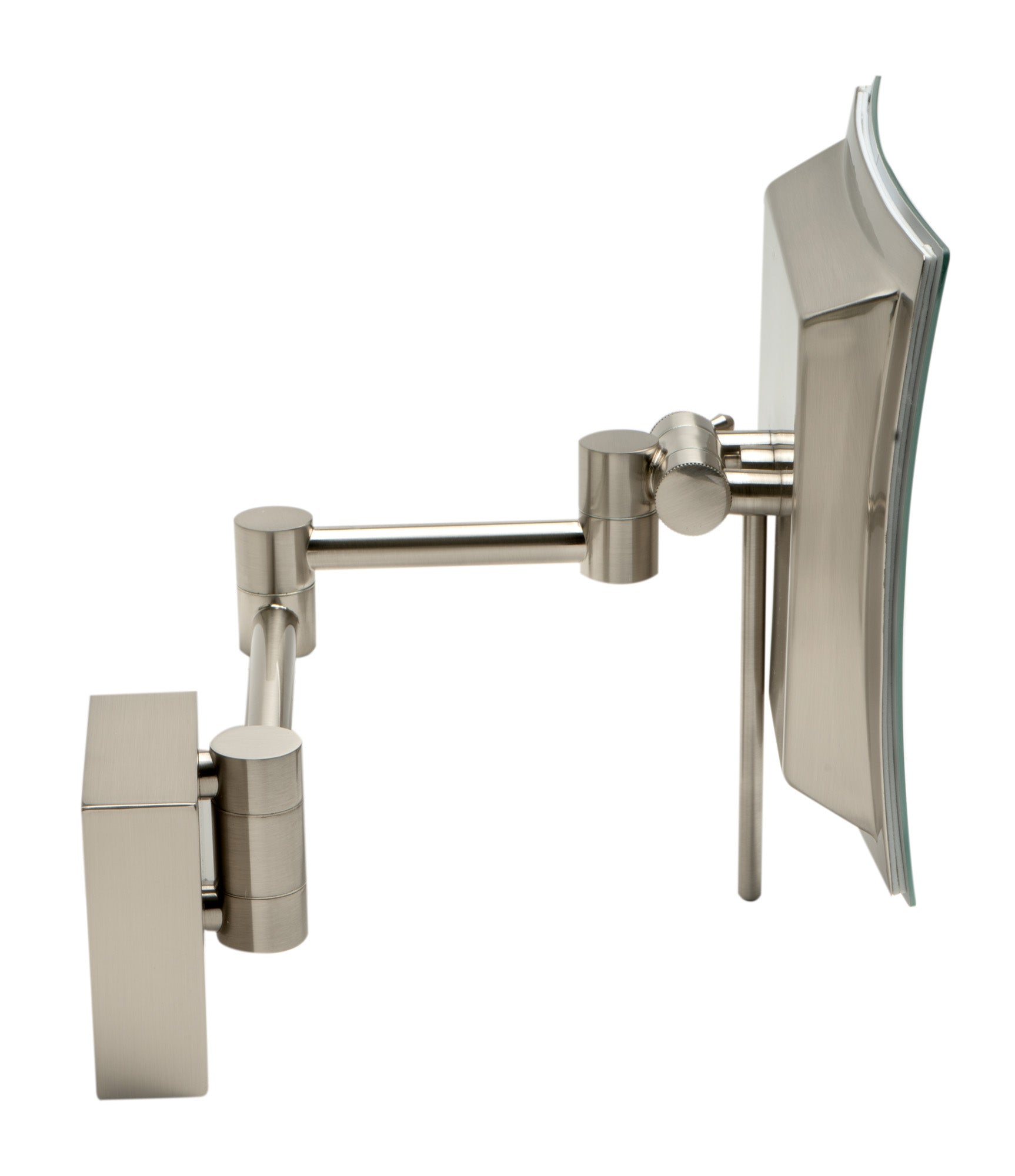 ALFI ABM8WLED-BN Brushed Nickel Wall Mount Square 8" 5x Magnifying Cosmetic Mirror with Light