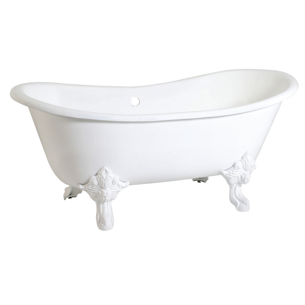 Aqua Eden VCTNDS6731NLW 67" Cast Iron Oval Double Slipper Clawfoot Tub (No Faucet Drillings), White