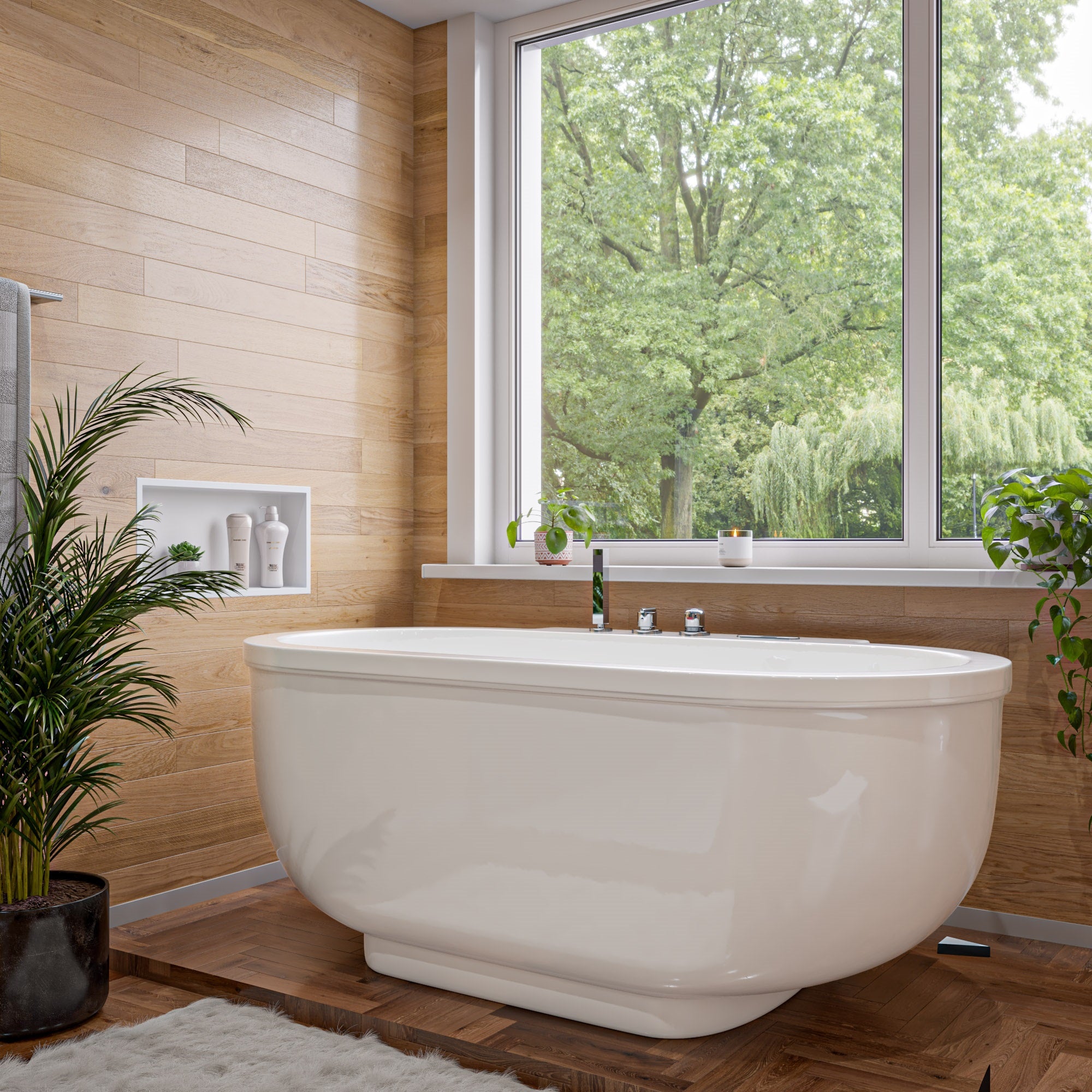 EAGO AM128ETL 6 ft Acrylic White Whirlpool Bathtub with Fixtures