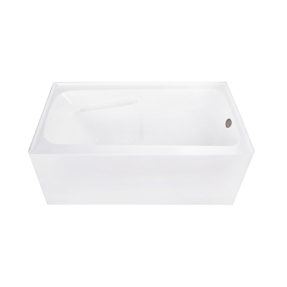 Aqua Eden CVTAP543023R5 54" Acrylic Rectangular 3-Wall Alcove Tub Combo with Armrests and Waste and Overflow Drain (Right Hand Drain), Glossy White/Oil Rubbed Bronze