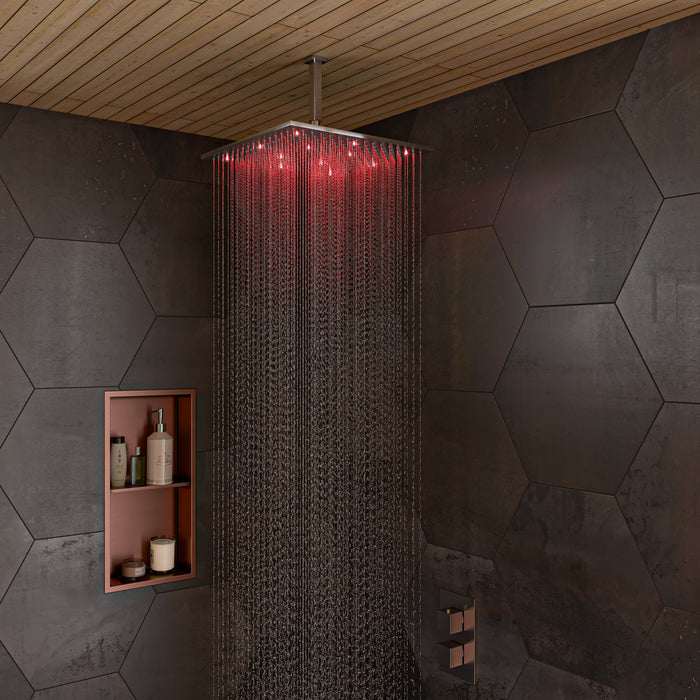 ALFI LED16S-BN Brushed Nickel 16" Square Multi Color LED Rain Shower Head