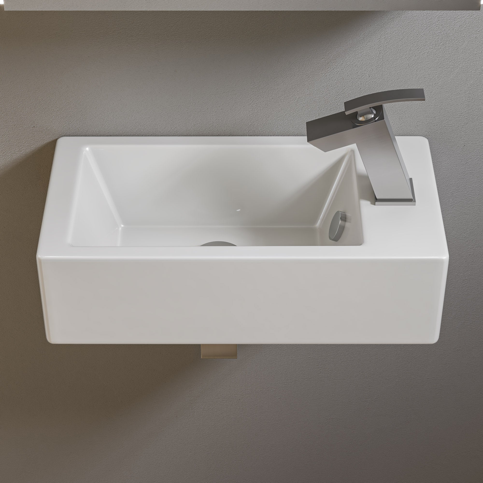 ALFI ABC116 White 20" Small Rectangular Wall Mounted Ceramic Sink with Faucet Hole