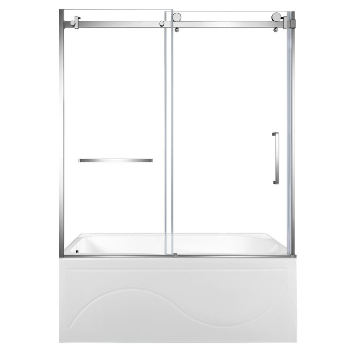 Kingston Brass KVTAP603216L1 60" Acrylic Rectangular 3-Wall Anti-Skid Alcove Tub Combo with Tub Door (Left Hand Drain), White/Polished Chrome