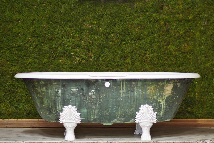 WatermarkFixtures Trompe L’oeil Double Ended 72″ Freestanding Cast Iron Clawfoot Bathtub Antiqued Lagniappe - Havisham