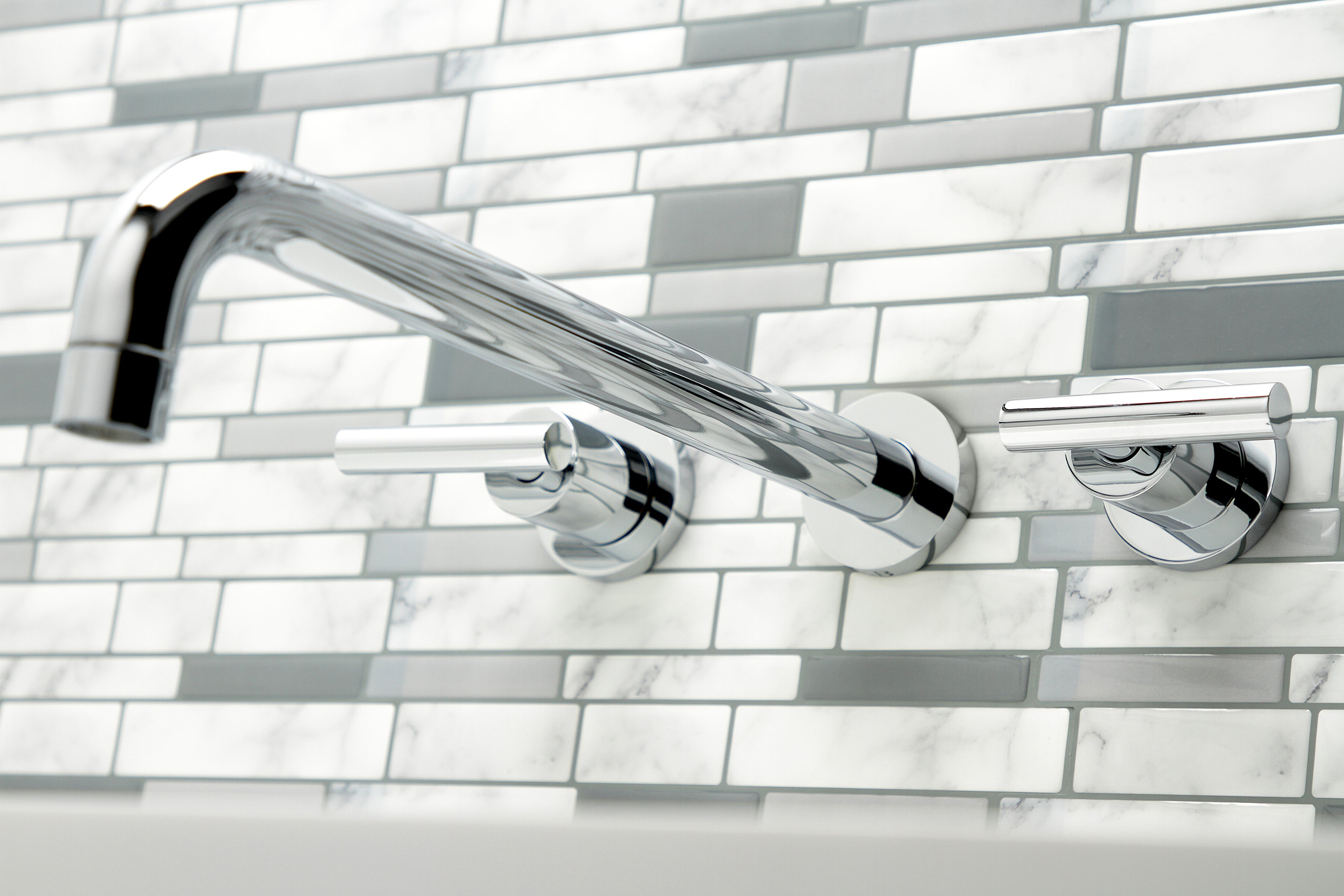 Kingston Brass KS8041CML Manhattan Two-Handle Wall Mount Roman Tub Faucet, Polished Chrome