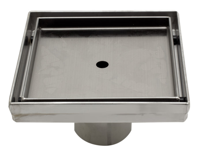 ALFI ABSD55A 5" x 5" Modern Square Stainless Steel Shower Drain w/o Cover
