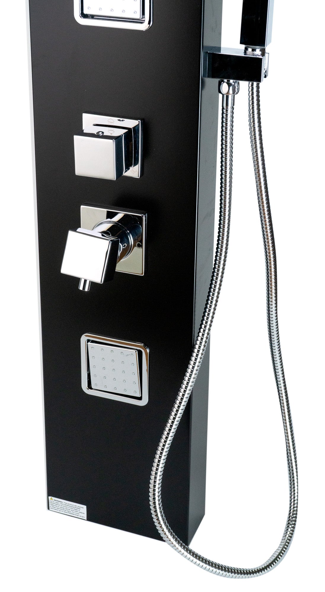 ALFI ABSP65B Black Aluminum Shower Panel with 2 Body Sprays and Rain Shower Head