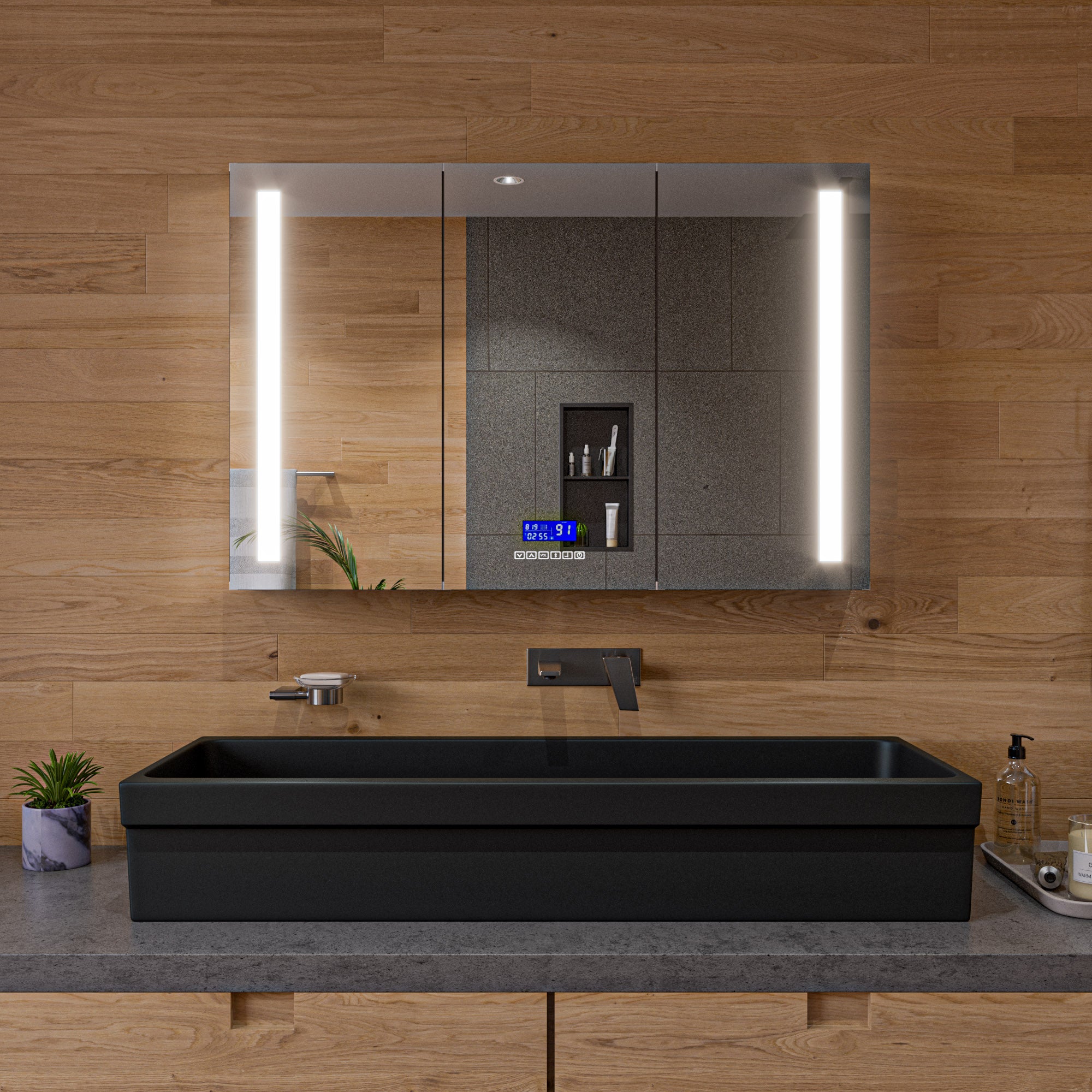 ALFI AB48TRBM 48" Black Matte Above Mount Fireclay Bathroom Trough Sink