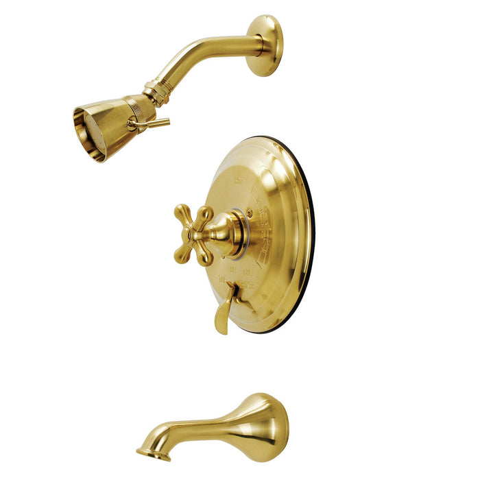 Kingston Brass KB36370AX Restoration Single-Handle Pressure Balanced Tub and Shower Faucet, Brushed Brass