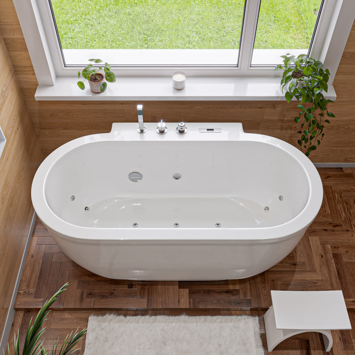 EAGO AM128ETL 6 ft Acrylic White Whirlpool Bathtub with Fixtures