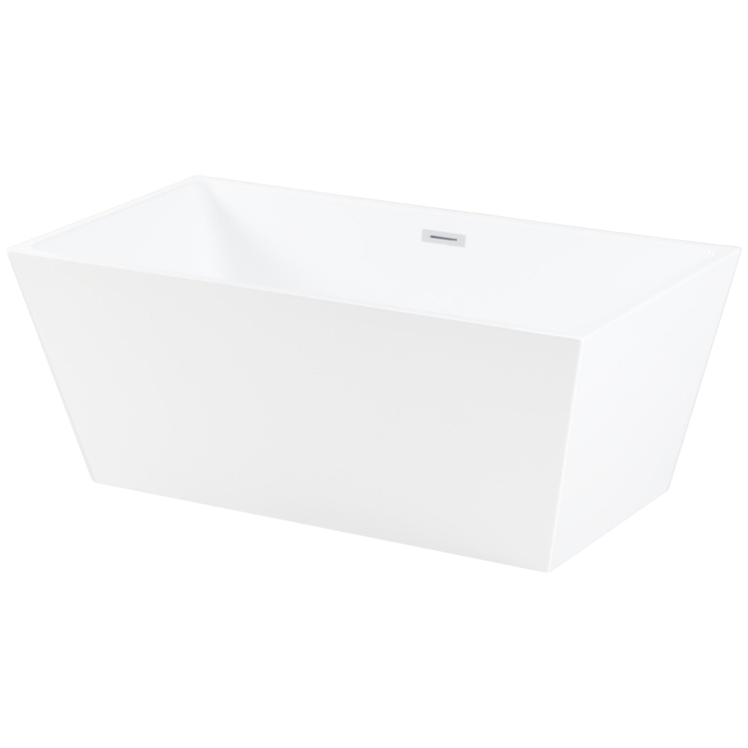 Kingston Brass VTSQ593223 59" Acrylic Rectangular Double Ended Freestanding Tub with Drain, Glossy White