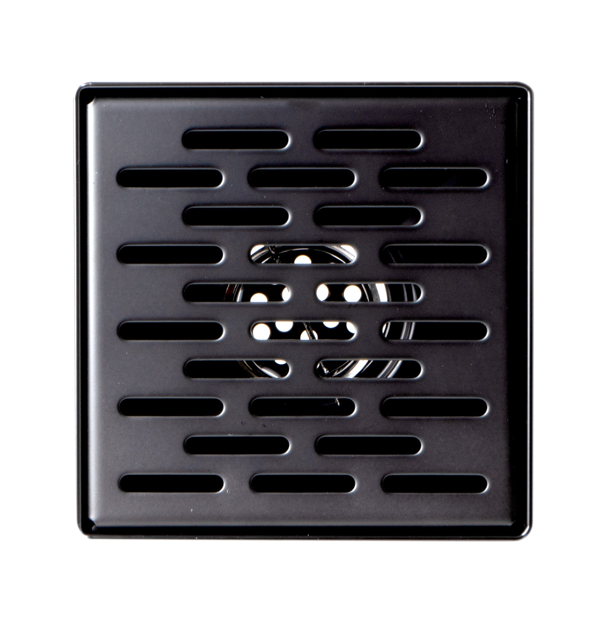 ALFI ABSD55C-BM 5" x 5" Black Matte Square Stainless Steel Shower Drain with Groove Holes