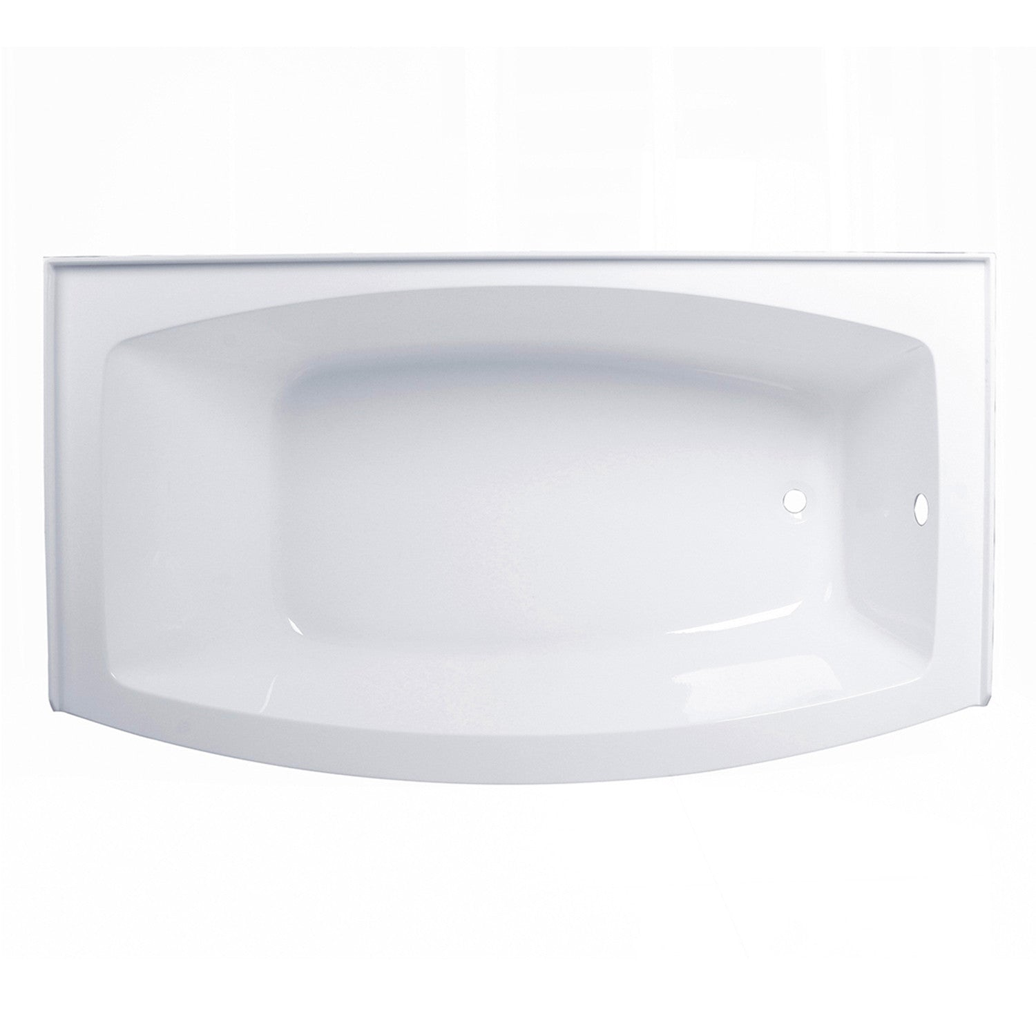 Aqua Eden VTDR663222R 66" Acrylic Curved Rectangular Apron 3-Wall Alcove Tub, Right Hand Drain, Glossy White