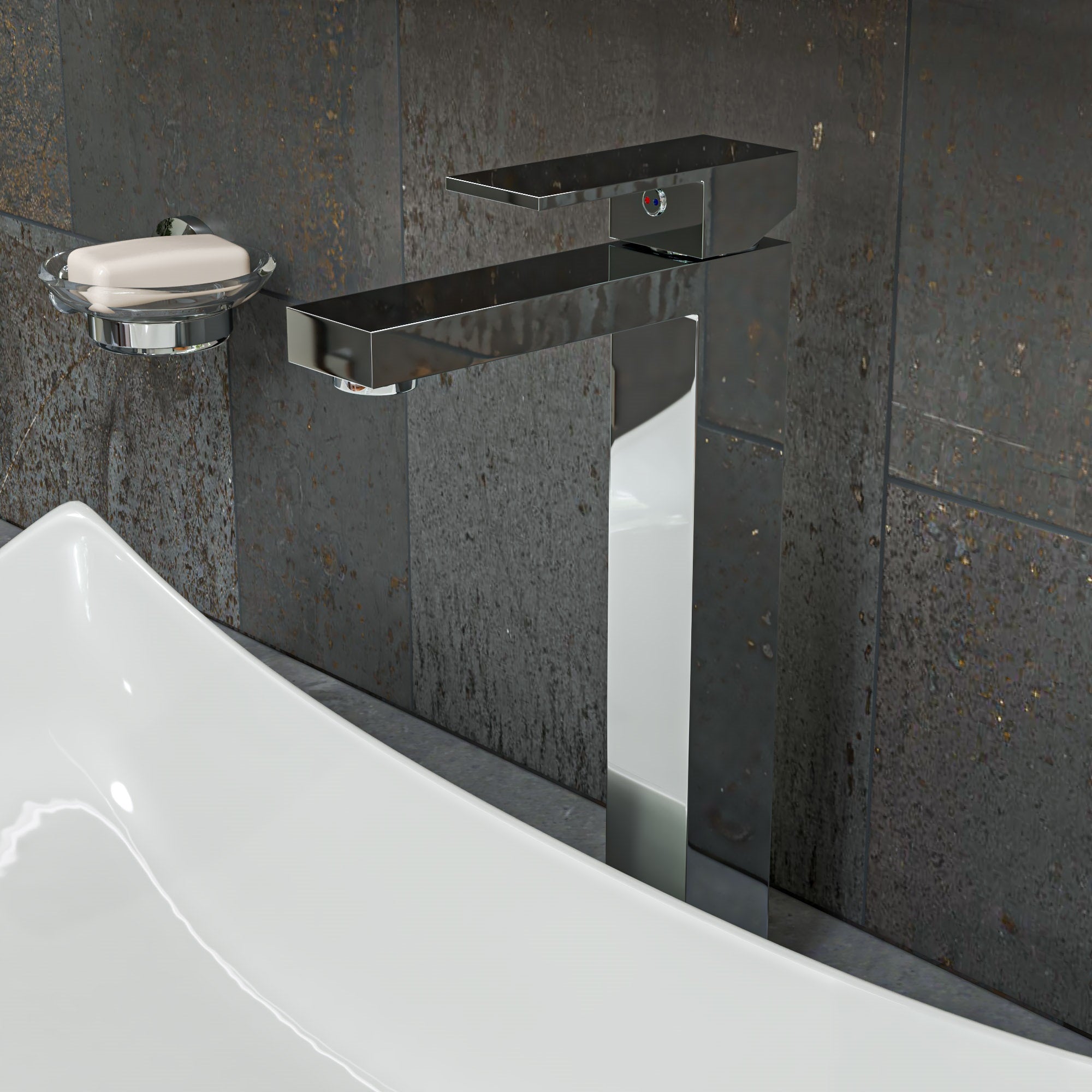ALFI AB1129-PC Polished Chrome Tall Square Single Lever Bathroom Faucet