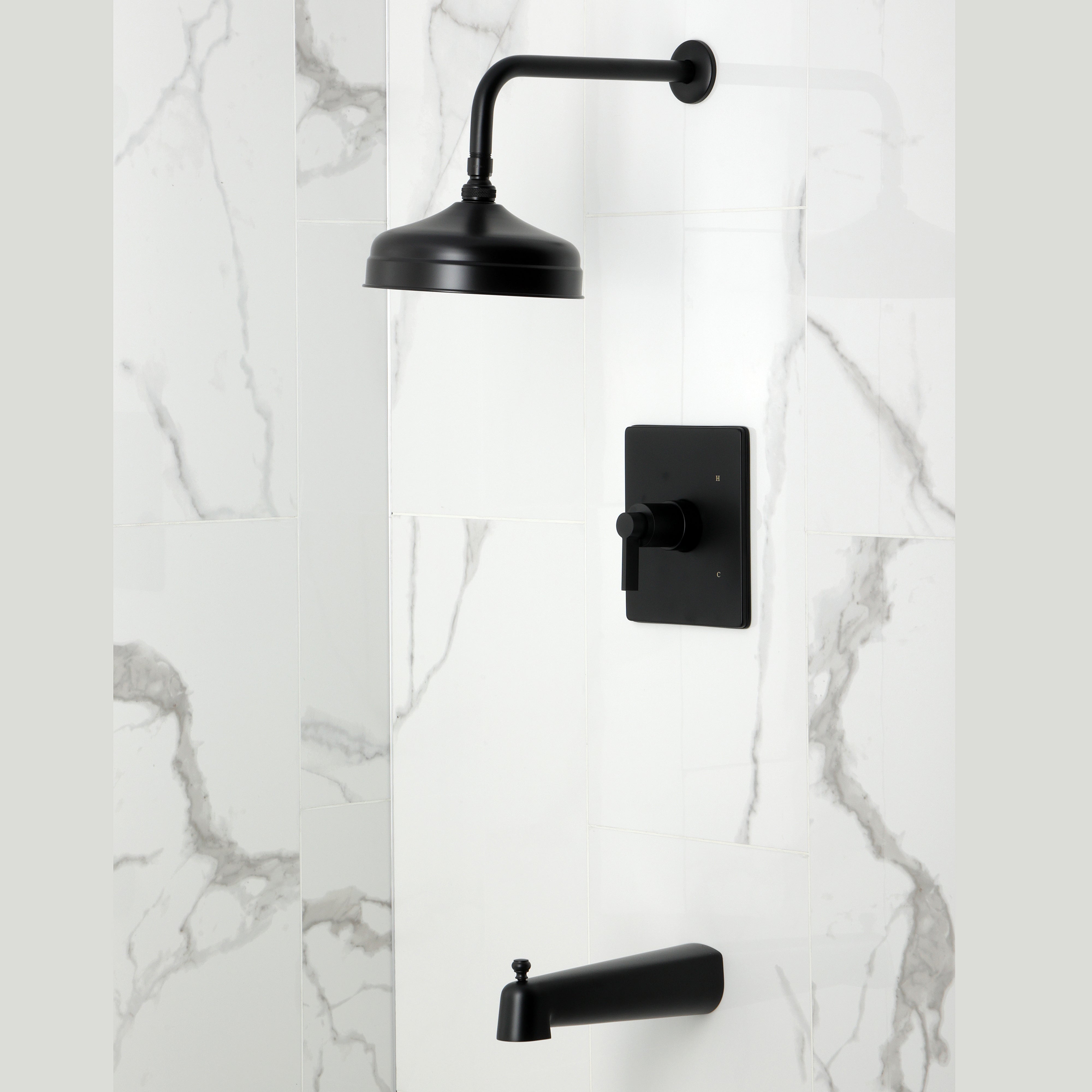 Kingston Brass KB6340NDL NuvoFusion Single-Handle Pressure Balanced Tub and Shower Faucet, Matte Black