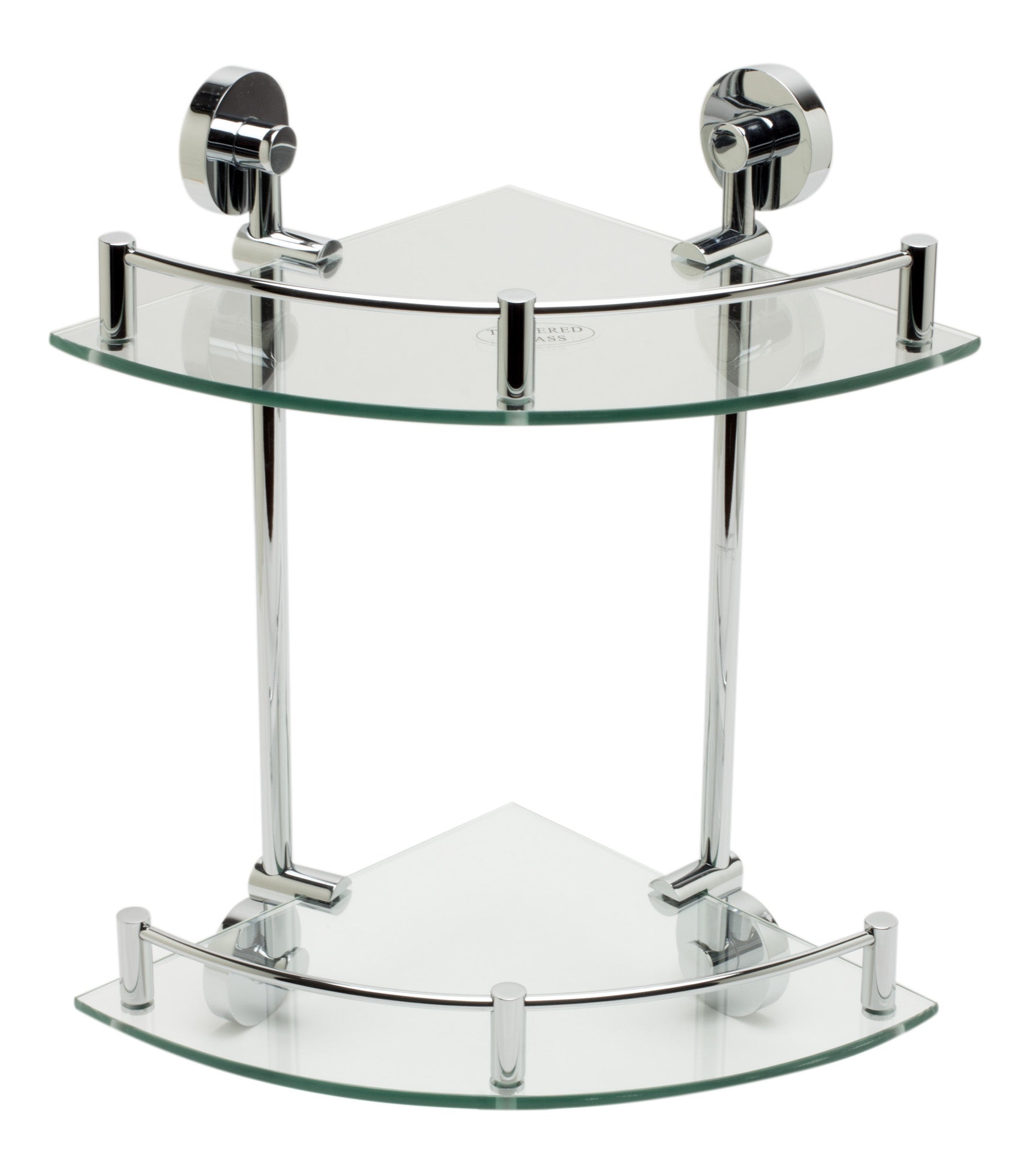 ALFI AB9548 Polished Chrome Corner Mounted Double Glass Shower Shelf Bathroom Accessory