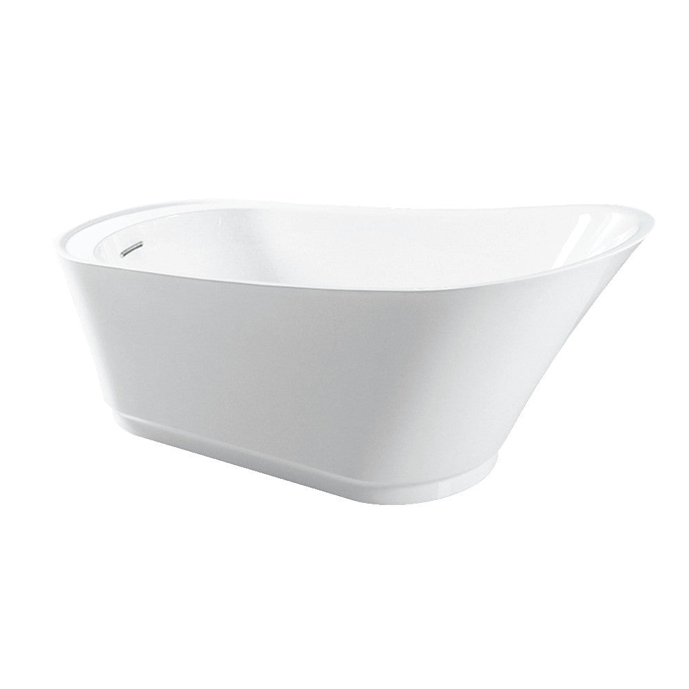 Kingston Brass VTRS592826 60" Acrylic Oval Single Slipper Freestanding Tub with Drain, Glossy White