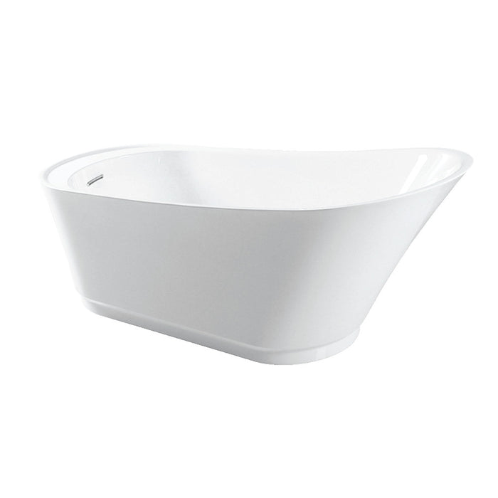 Kingston Brass VTRS592826 60" Acrylic Oval Single Slipper Freestanding Tub with Drain, Glossy White