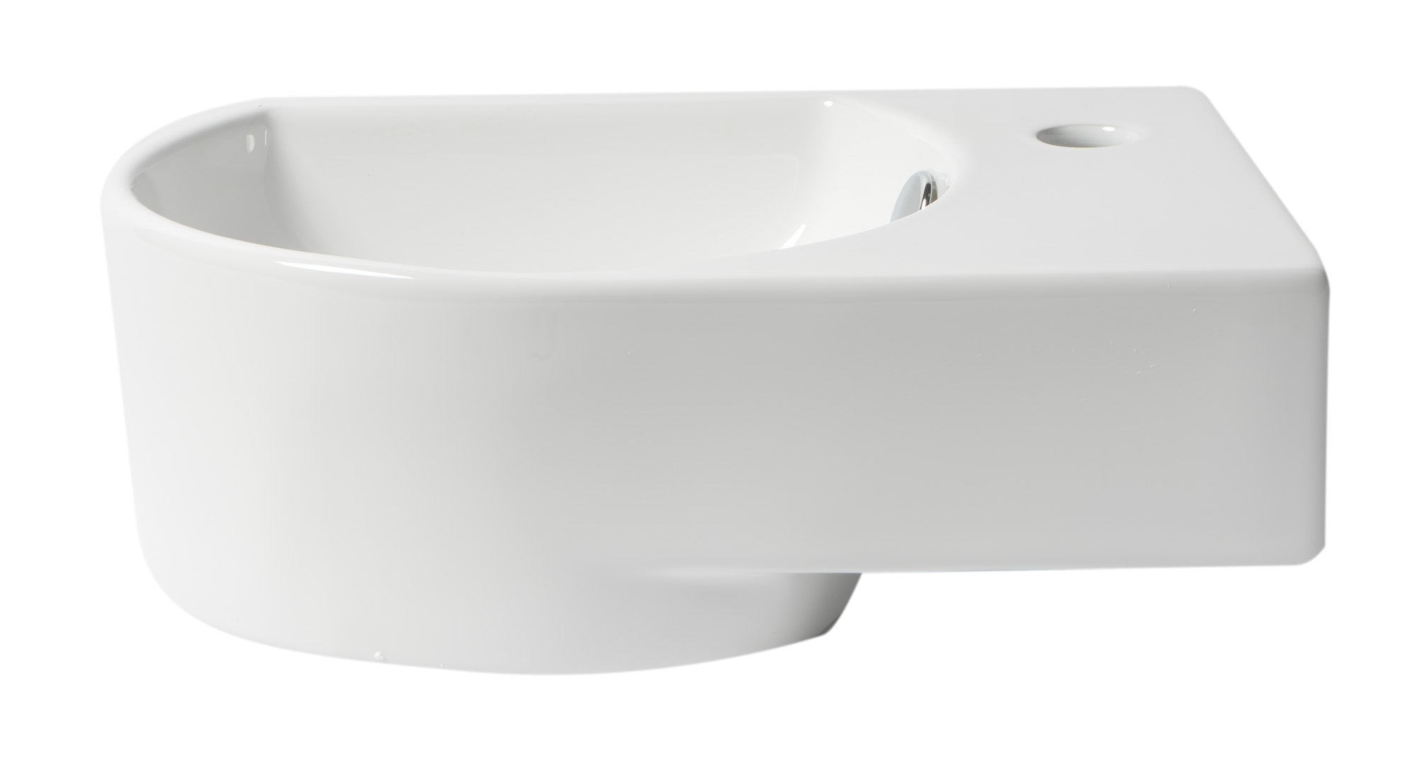 ALFI ABC119 White 16" Small Wall Mounted Ceramic Sink with Faucet Hole