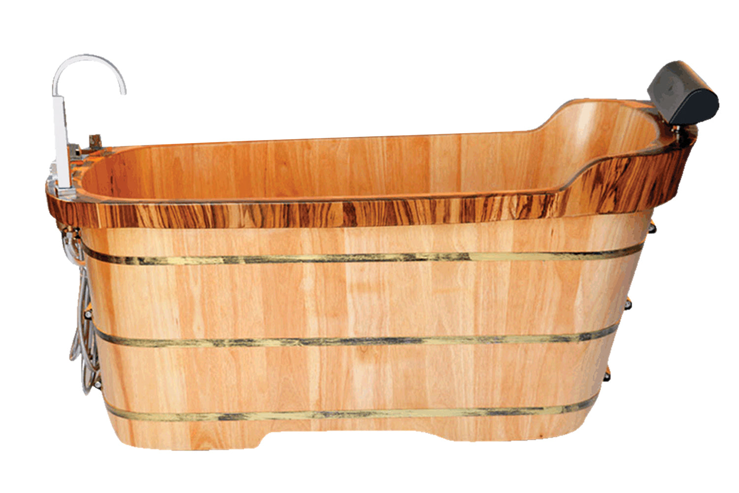 ALFI AB1148 59" Free Standing Wooden Bathtub with Chrome Tub Filler