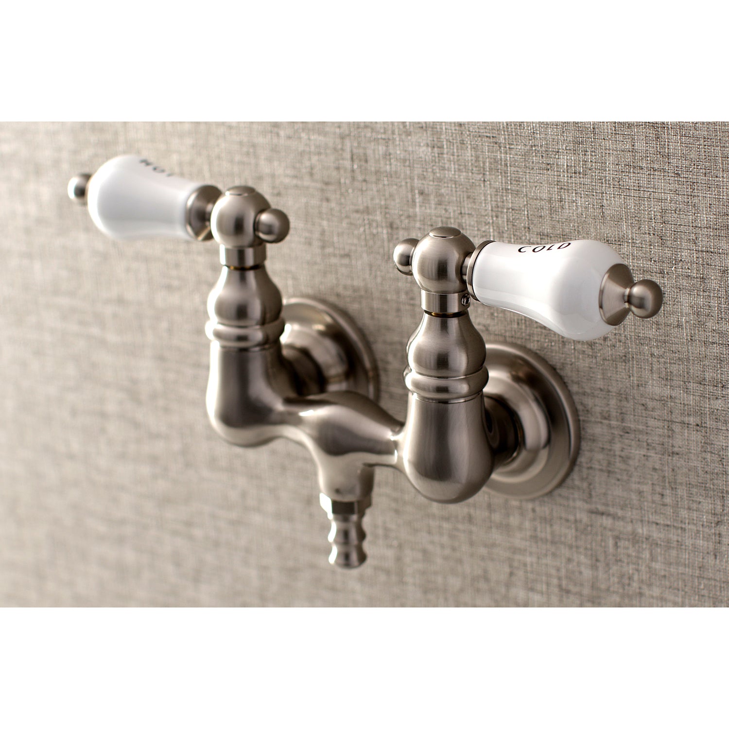 Kingston Brass AE33T8 Aqua Vintage 3-3/8 Inch Wall Mount Tub Faucet, Brushed Nickel