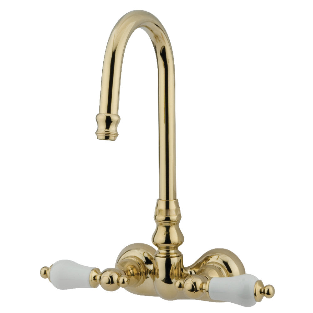 Kingston Brass CC75T2 Vintage 3-3/8-Inch Wall Mount Tub Faucet, Polished Brass