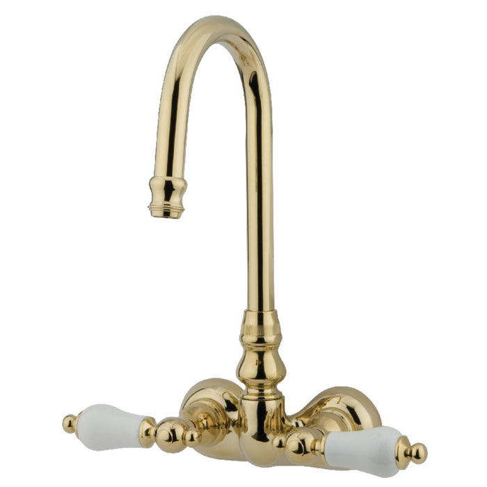 Kingston Brass CC75T2 Vintage 3-3/8-Inch Wall Mount Tub Faucet, Polished Brass