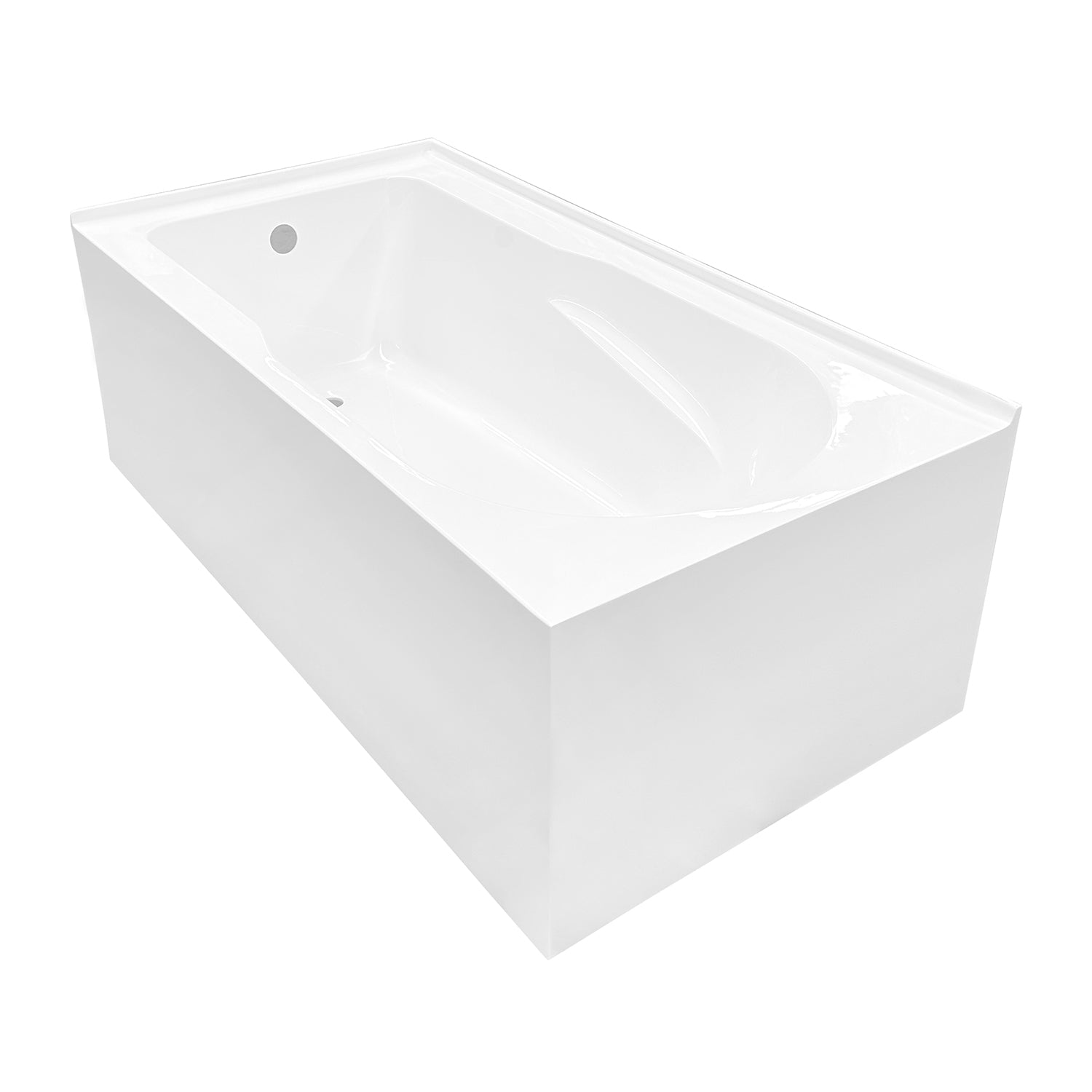 Aqua Eden VTAM6032L21TS 60" Acrylic Rectangular 2-Wall Corner Alcove Tub, Left Hand Drain, Glossy White