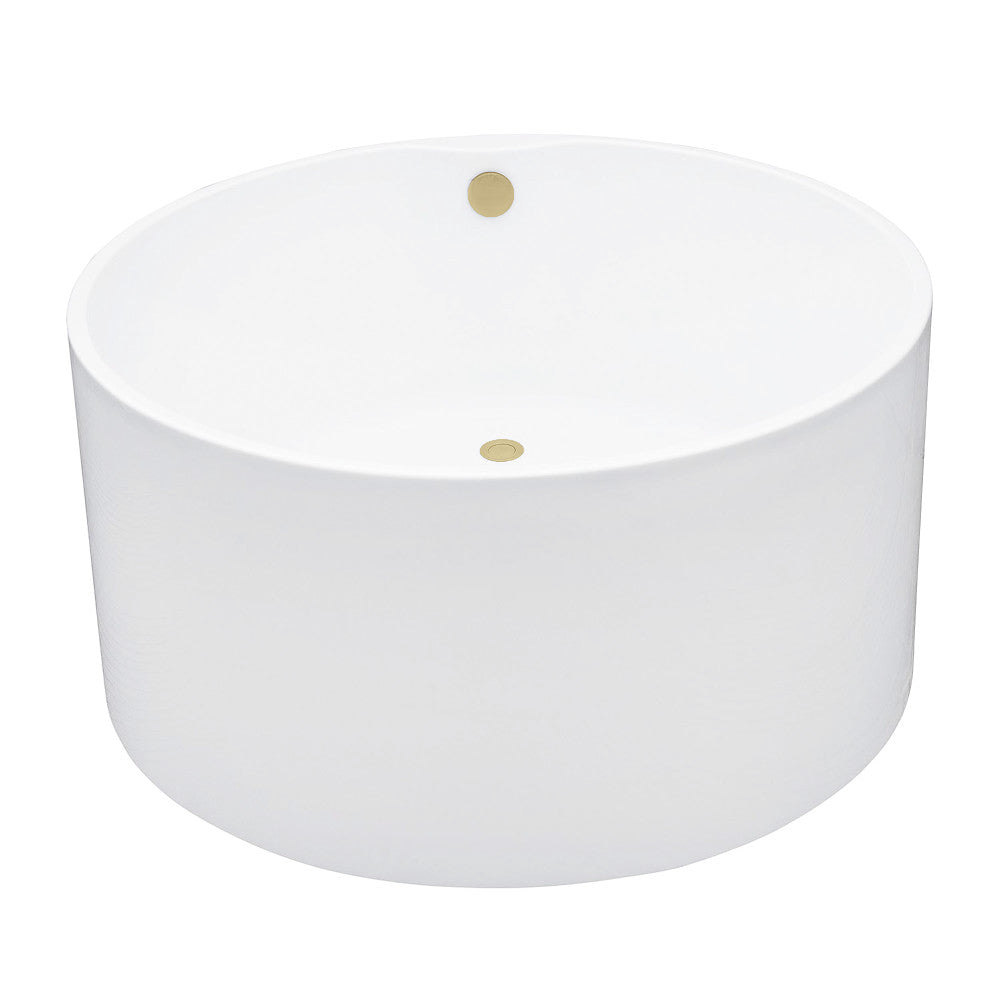 Kingston Brass VTRO454523M2 45" Acrylic Round Double Ended Freestanding Tub with Overflow/Drain Assembly, Glossy White/Polished Brass