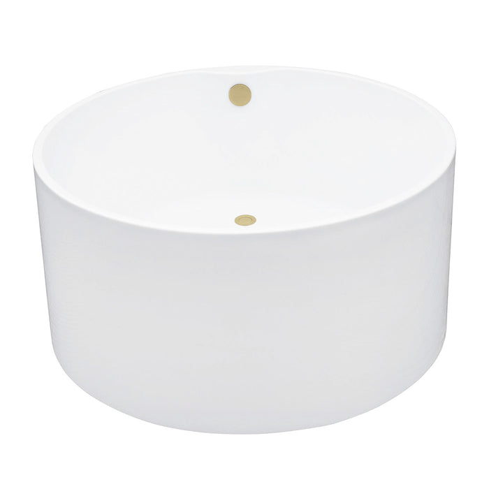 Kingston Brass VTRO454523M2 45" Acrylic Round Double Ended Freestanding Tub with Overflow/Drain Assembly, Glossy White/Polished Brass