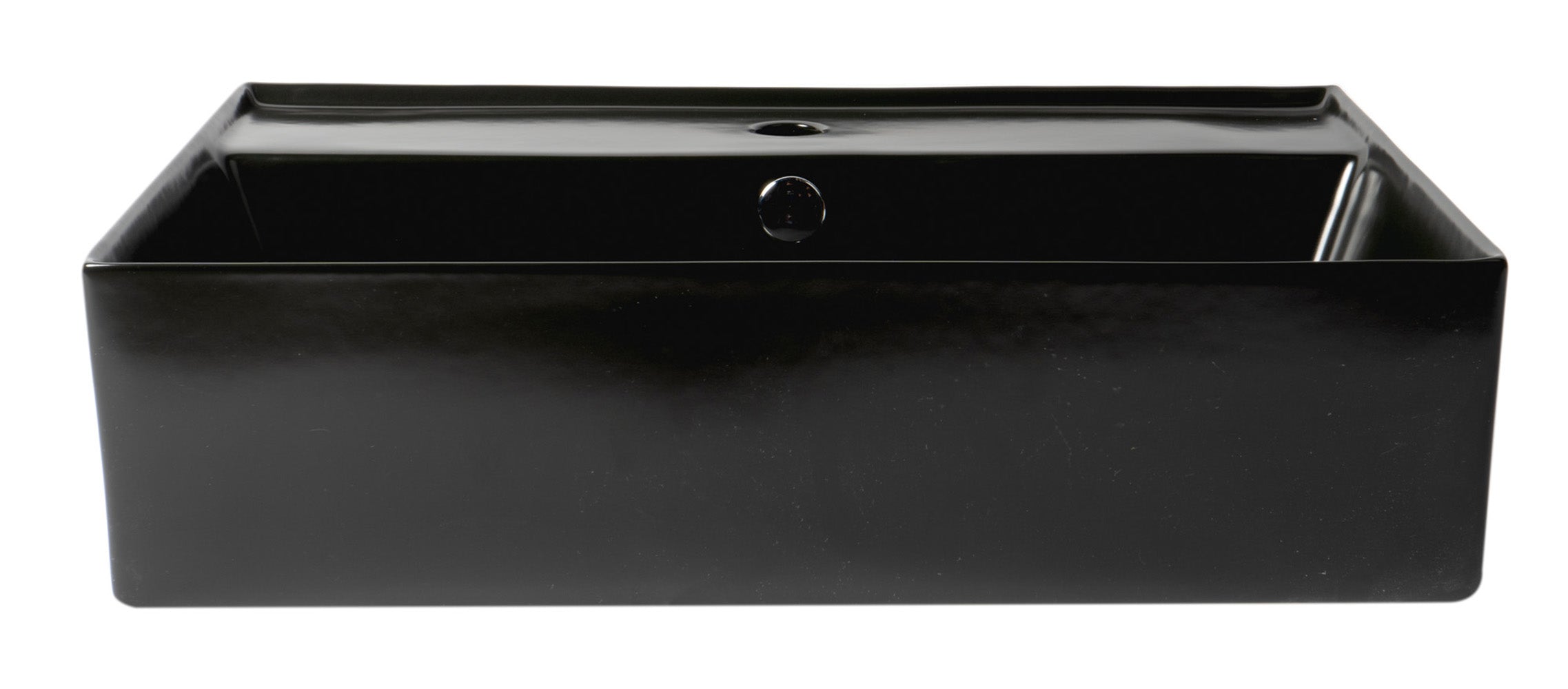 ALFI ABC901-BM Black Matte 24" Modern Rectangular Above Mount Ceramic Sink with Faucet Hole