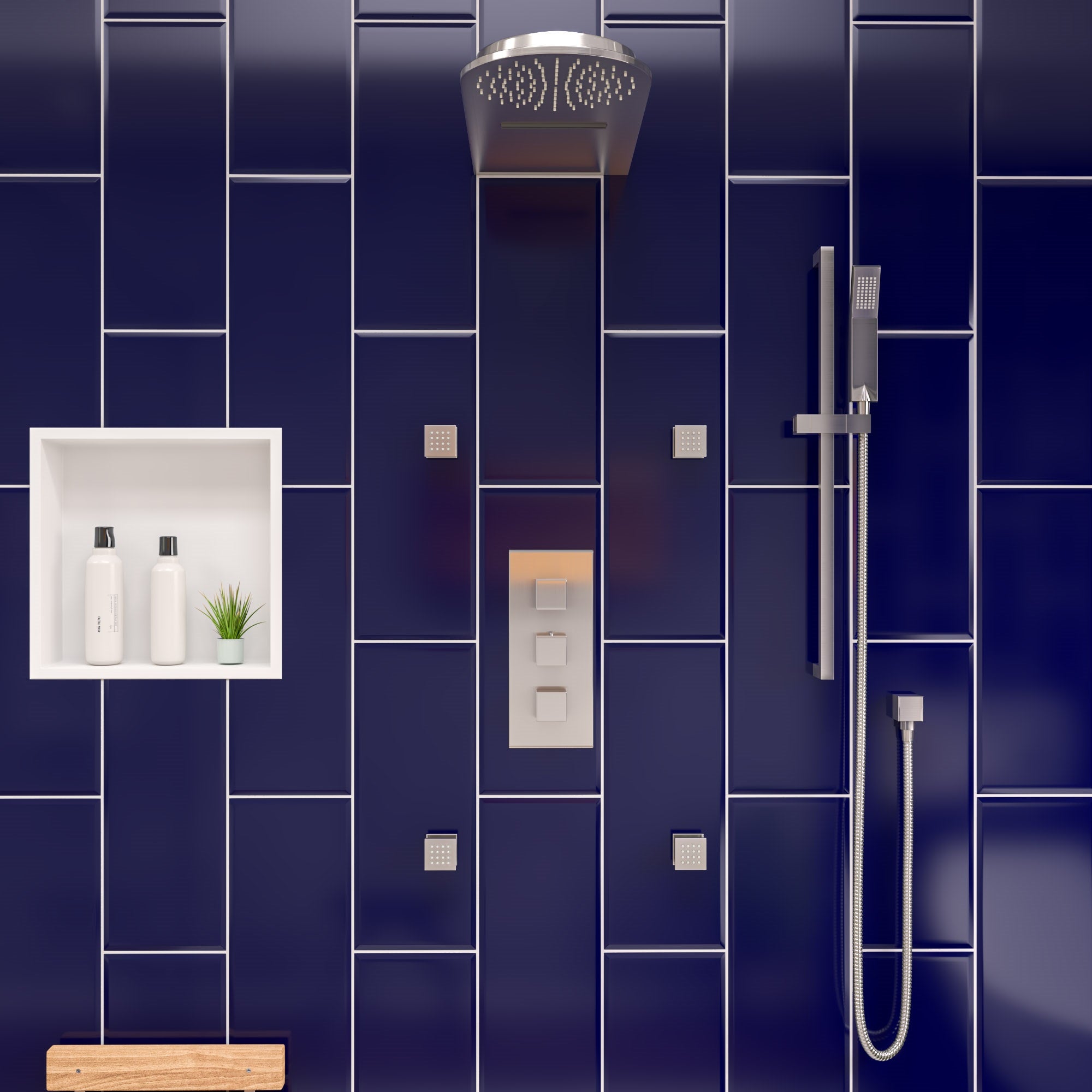 ALFI AB7606-BN Brushed Nickel Sliding Rail Hand Held Shower Head Set with Hose