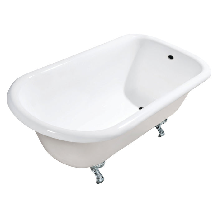 Aqua Eden VCTND483117W1 48" Cast Iron Classic Flat-Rim Roll Top Clawfoot Tub (No Faucet Drillings), White/Polished Chrome
