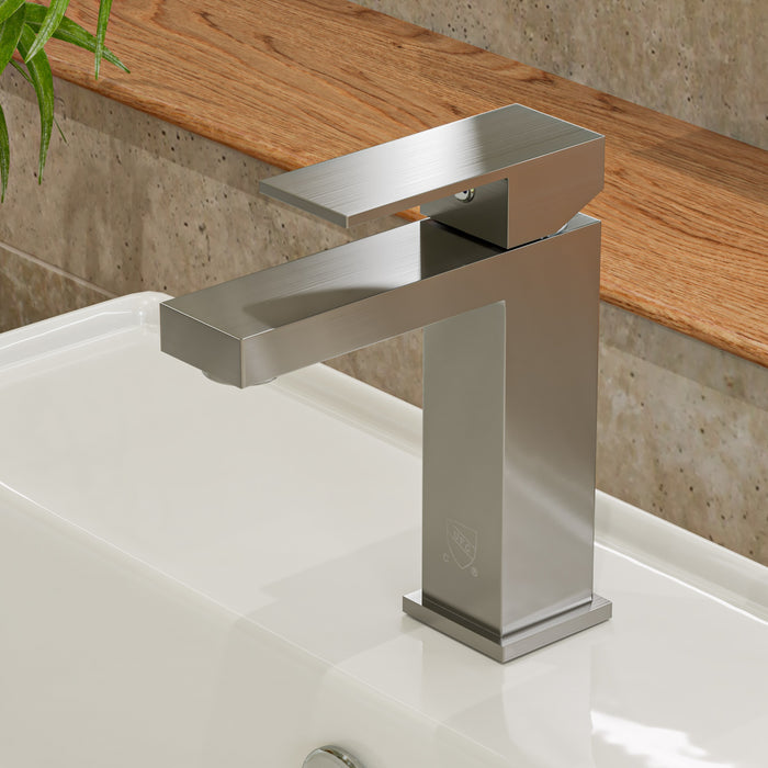ALFI AB1229-BN Brushed Nickel Square Single Lever Bathroom Faucet