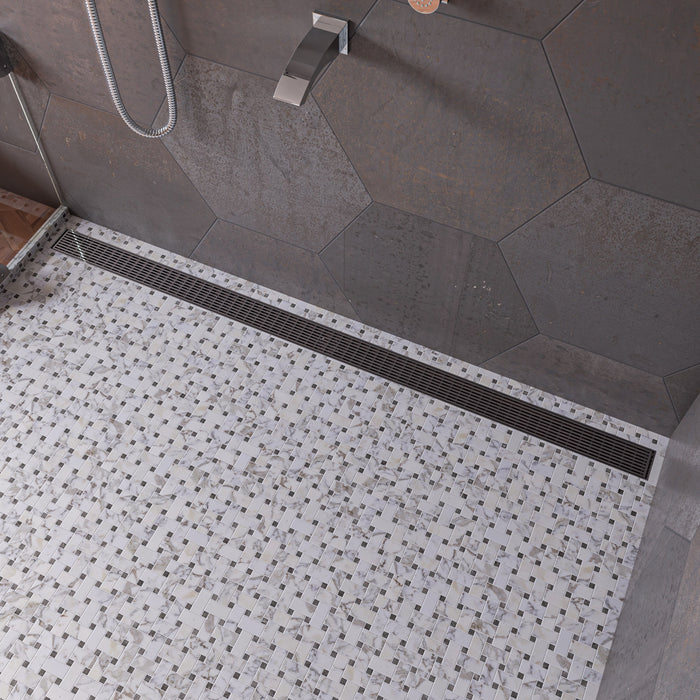 ALFI ABLD59D 59" Stainless Steel Linear Shower Drain with Groove Lines