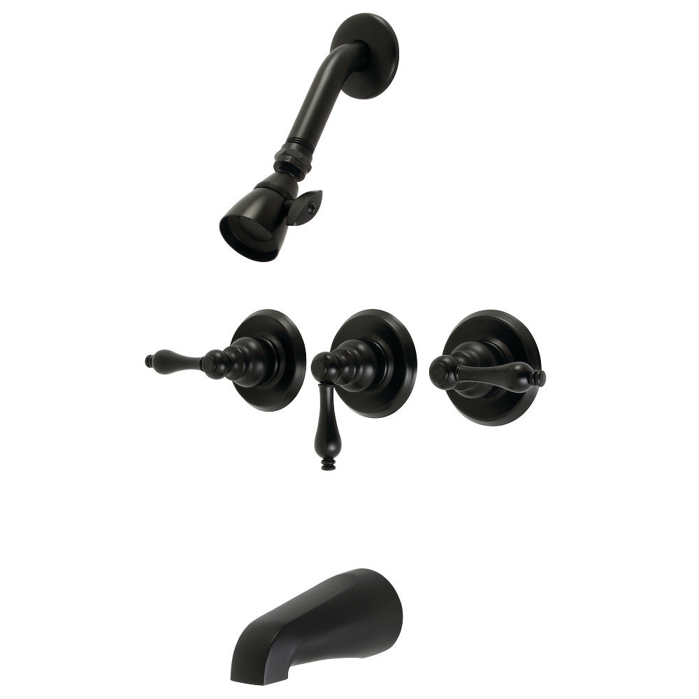 Kingston Brass KB230AL Victorian Triple-Handle Tub and Shower Faucet, Matte Black