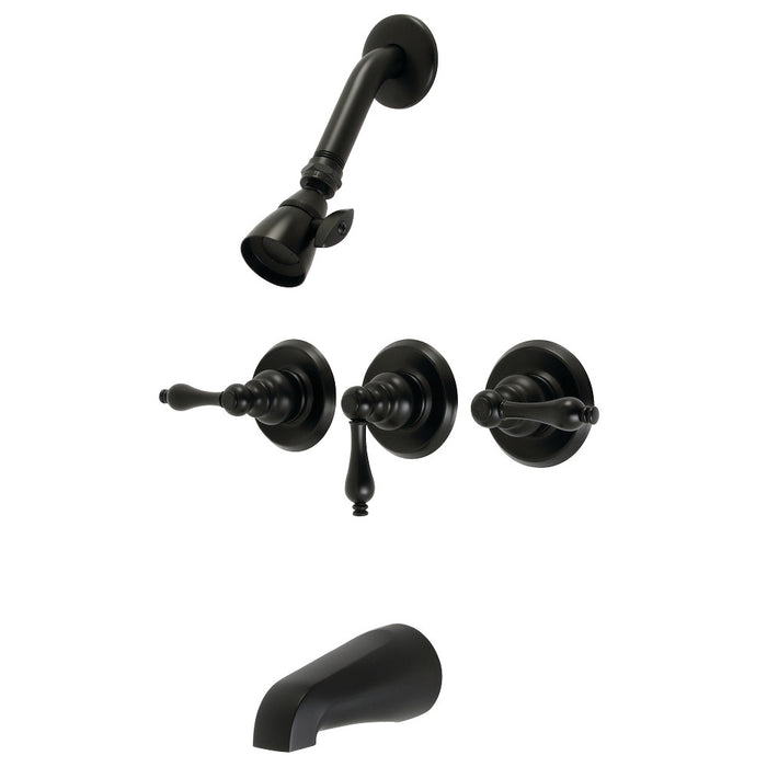 Kingston Brass KB230AL Victorian Triple-Handle Tub and Shower Faucet, Matte Black